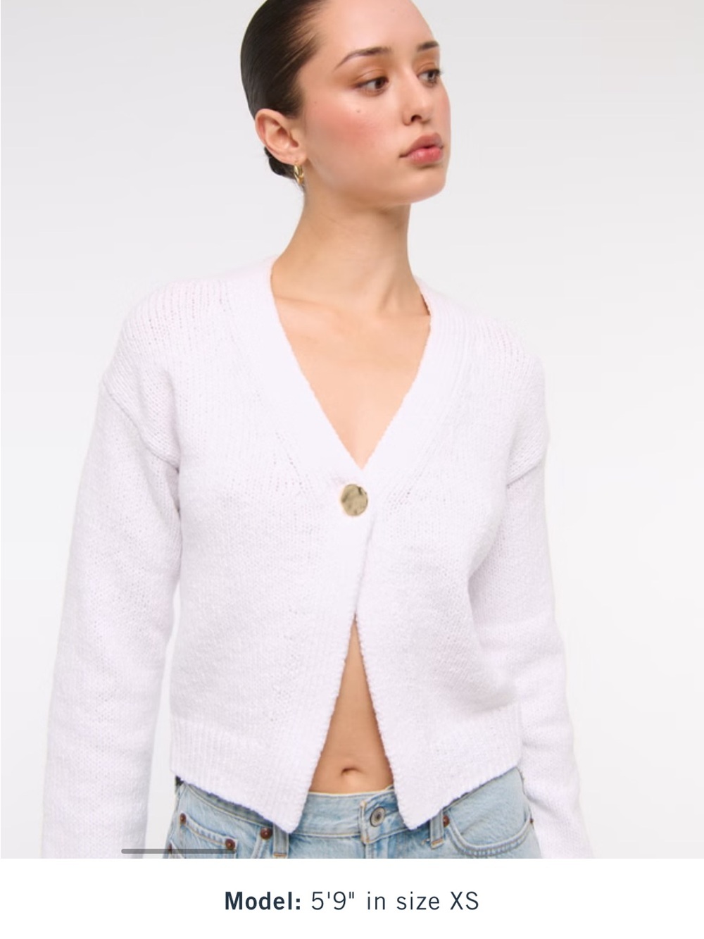 Abercrombie & Fitch White V-Neck Single-Button Cardigan